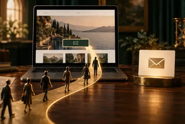 Visitor path from a business website to an inquiry card