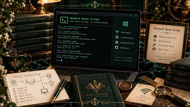 Network Reset Script running in Windows command prompt